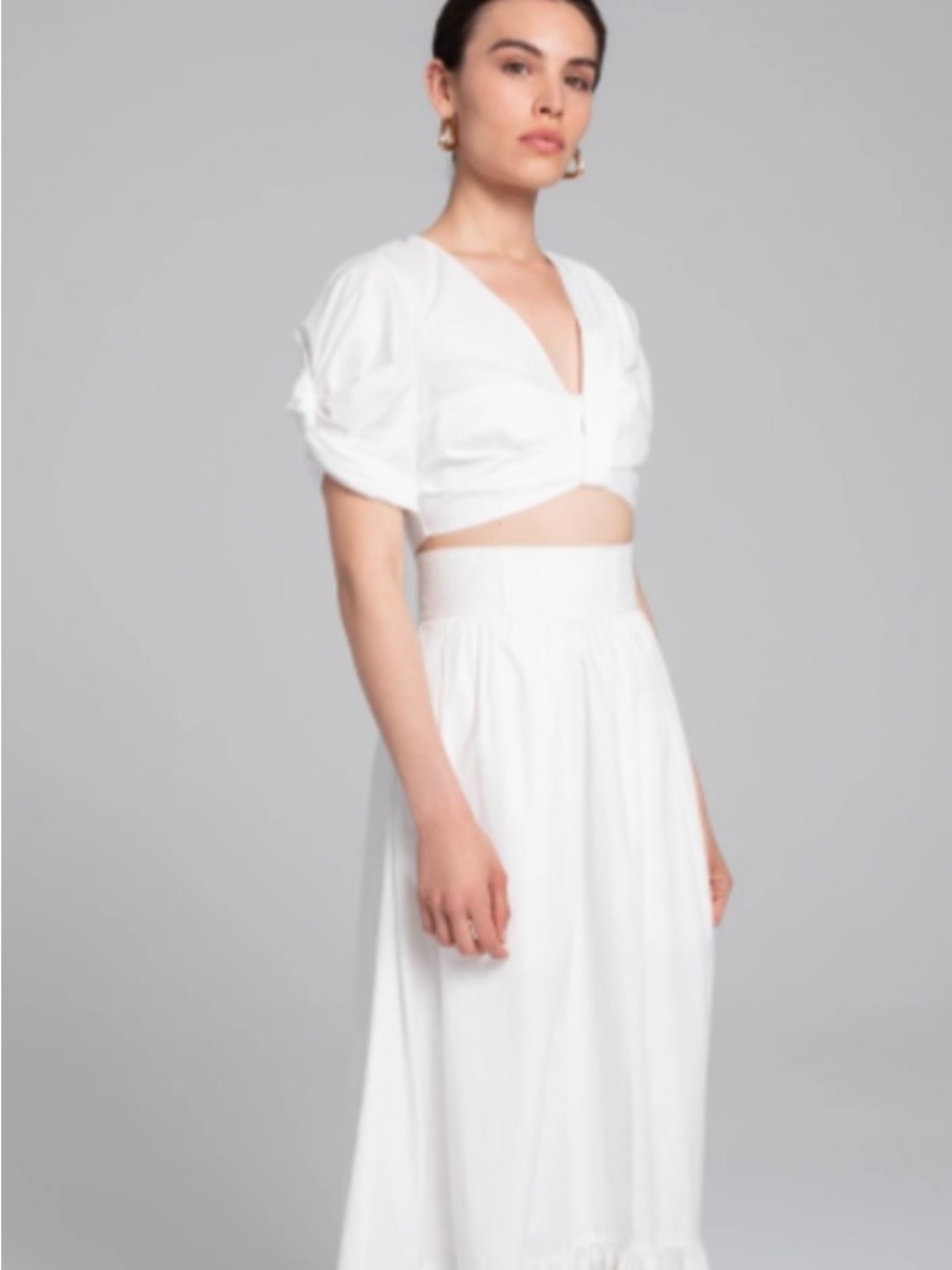 A. L. C. | Ryan crop top white organic cotton twist detail bust
